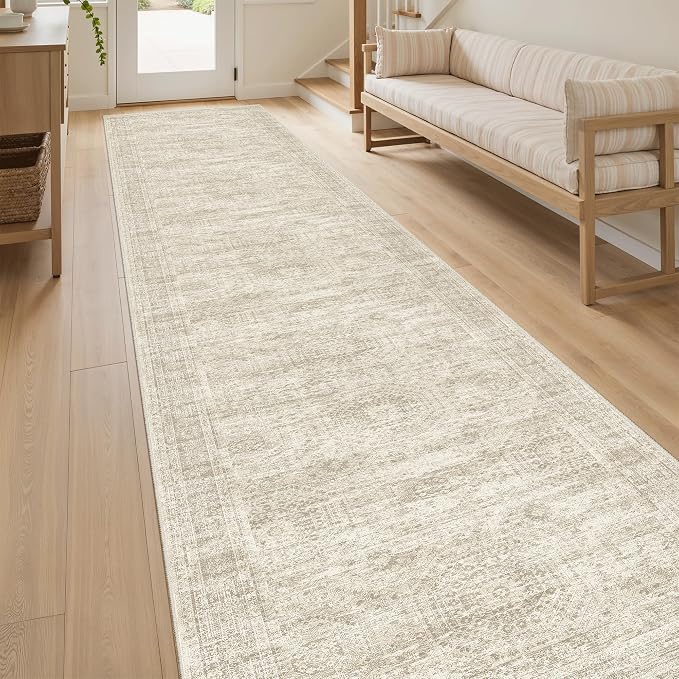 Soalmost Hallway Runner Rug 2'6" x 12' Washable Long Kitchen Rugs Beige | - Image 3
