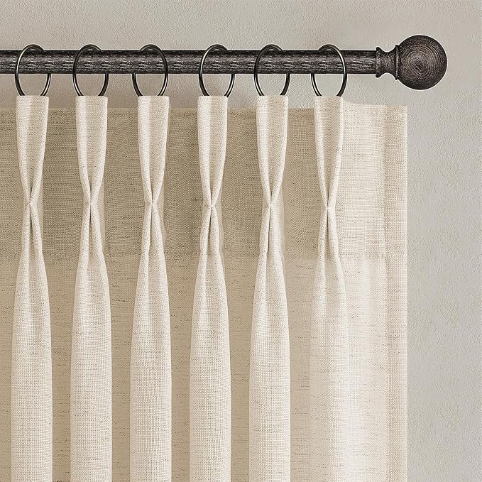 96 Inches Long Pinch Pleated Semi Sheer Curtains by Topfinel