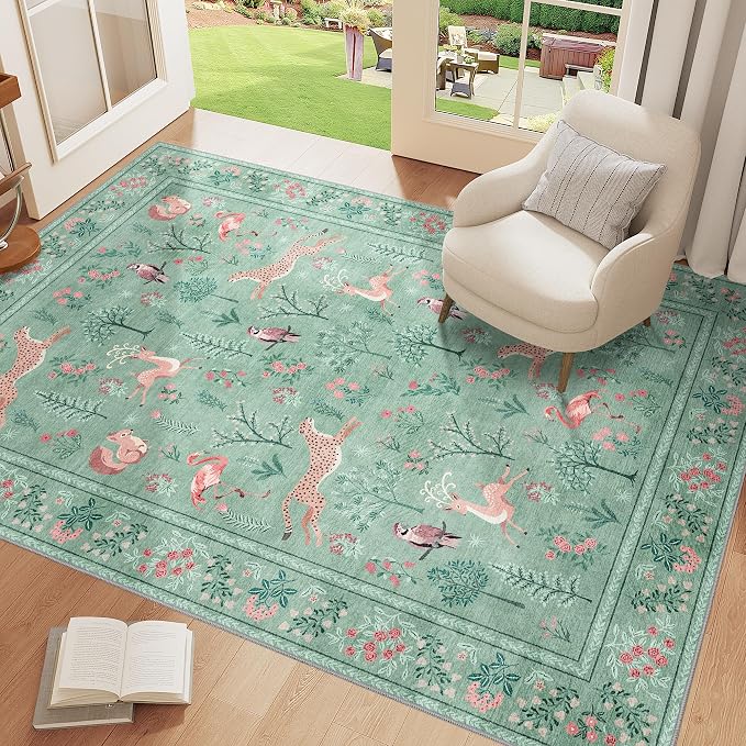 DUKINO 4x6 Area Rug, Non Slip Animal Washable Rug - Image 3