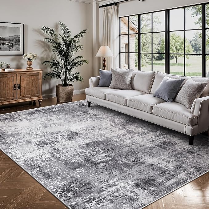 5x7 Area Rugs, Abstract Modern Ultra Soft Washable Rug, Non Slip Carpet by Yarooge
