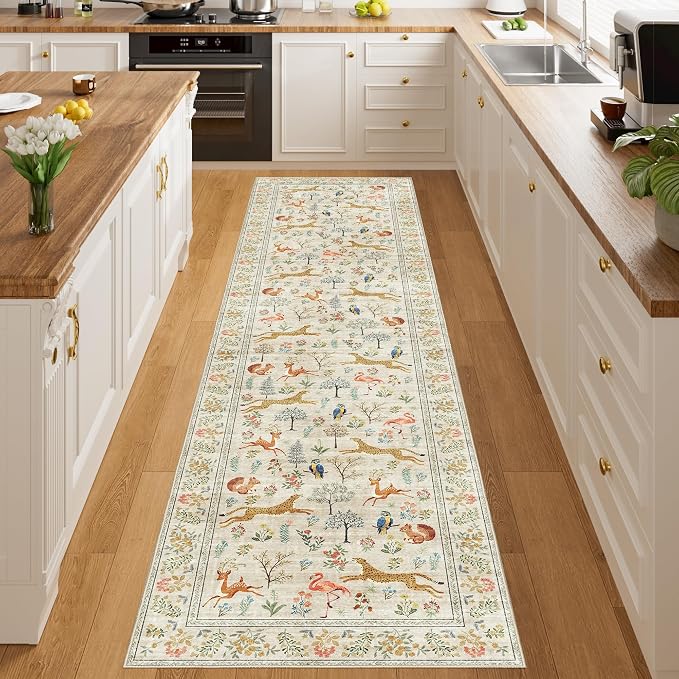 DUKINO 2x8 Washable Runner Rug, Non Slip Animal Kitchen Runner Rug, Low Pile - Image 5