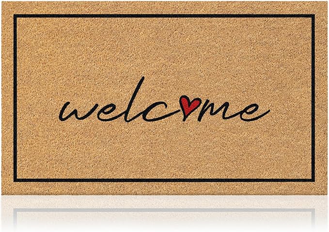 Coir Welcome Mat, 17 x 29 in | 100% Natural Coir, Anti-Shedding, Durable PVC by AmaruDoorMats