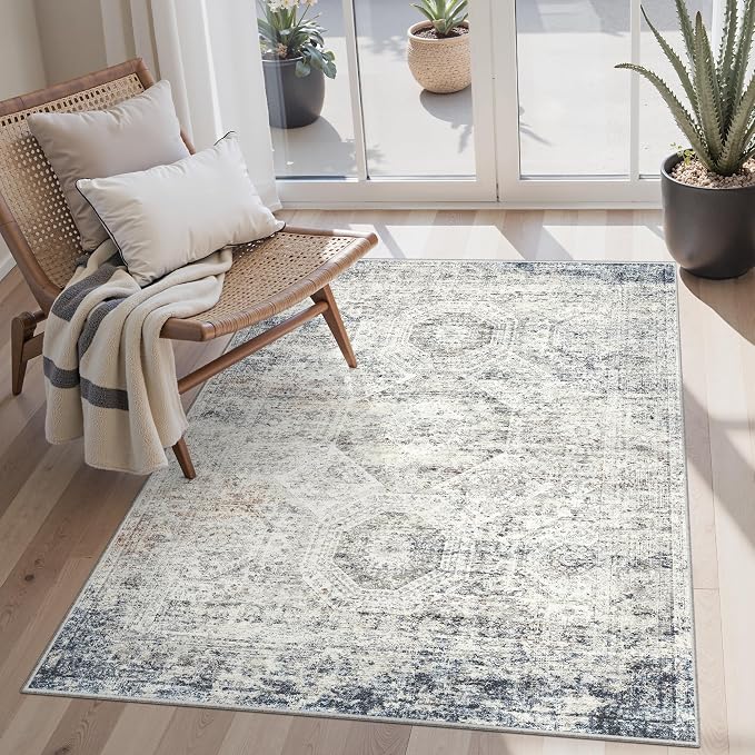 Soalmost 4x6 Area Rug for Living Room, Washable Rugs Non-Slip, Thin Foldable by Soalmost