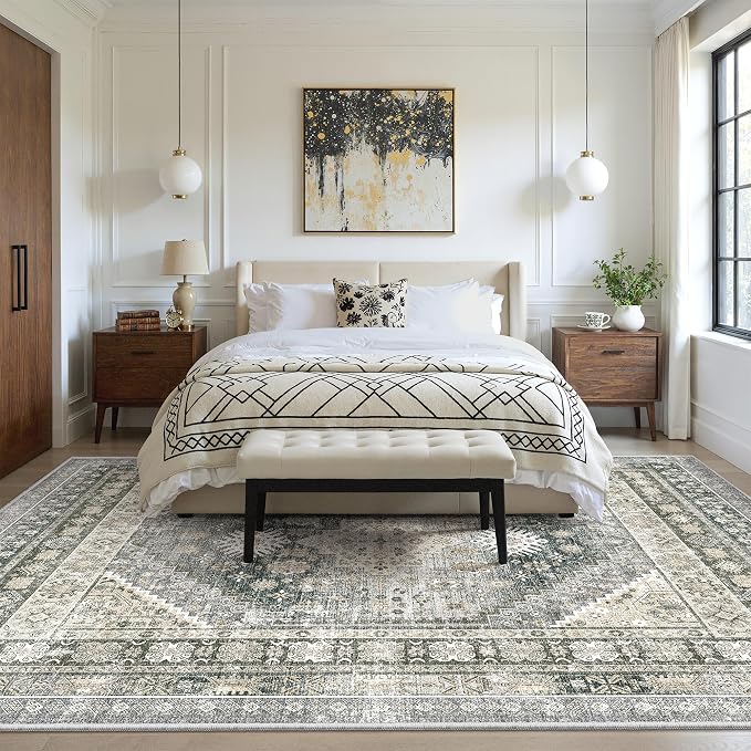 5x7 Area Rugs for Living Room, Large Washable Rug, Wheat | Rugs for Bedroom - Image 9