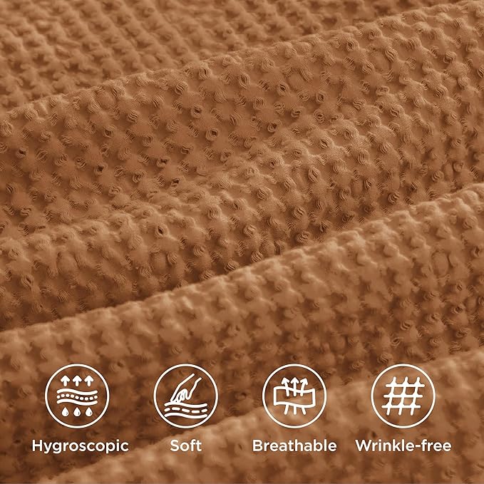 Bedsure Cotton Duvet Cover King - 100% Cotton Waffle Weave Hazel Duvet Cover King Size, GentleSoft™ and Breathable Bedding Set for All Season, 3 Pieces, 104"x90"