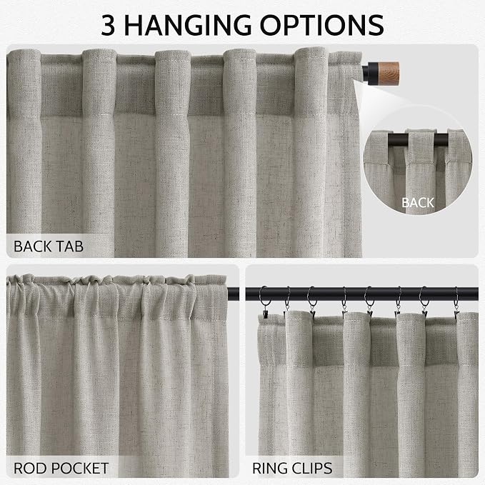 Silver Grey Linen Curtains 108 Inches - Image 2