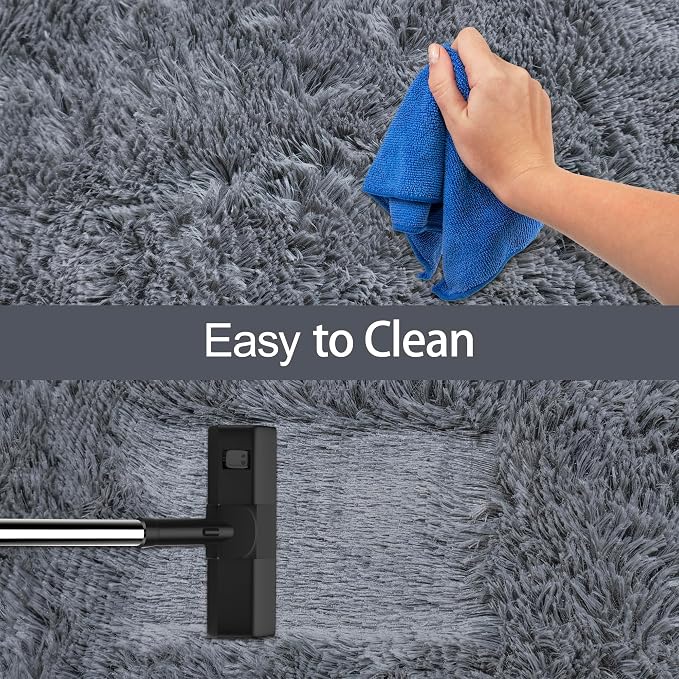 2x10 Bedside Area Rugs for Bedroom Soft Fluffy Shag Grey Rug for Hallway - Image 7