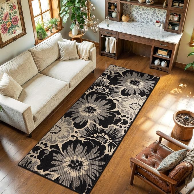 Findosom Hallway Runner Rug 3x8, Non Slip High-Low Textured Floral Washable - Image 4