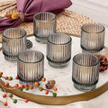 Kate Aspen Ribbed Glass Candle Holder Smoke Gray Tealight Holders for Home, Kitchen, Room or Living Room Decor - Vintage Tea Light Votive Accent for Table or Shelf Styling (Pack of 36)