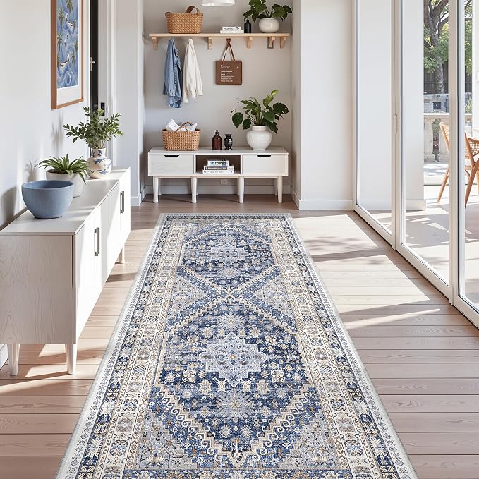 3x8 Runner Rug Non Slip, Washable Hallway Runner Rug, Nursery Room, Soft Runner by Zesthome