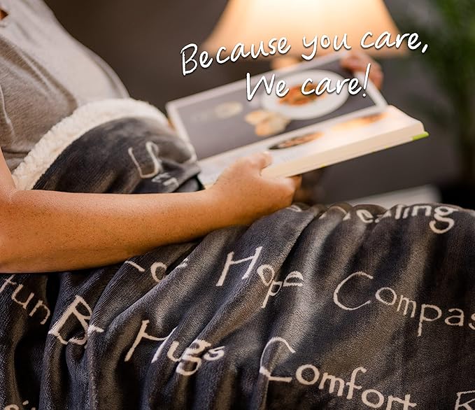Chanasya Premium Healing Hugs Gift Throw Blanket - for Hope Support Comfort Encouragement Sympathy - Breast Cancer Chemo Surgery Get Well Soon Caring Gift - Patient Women Men Friend (Twin) Gray
