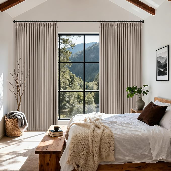 70 Inch Wide Blackout Pinch Pleat Curtains 102 Inches Long Burlywood Birch | by Twodrapes
