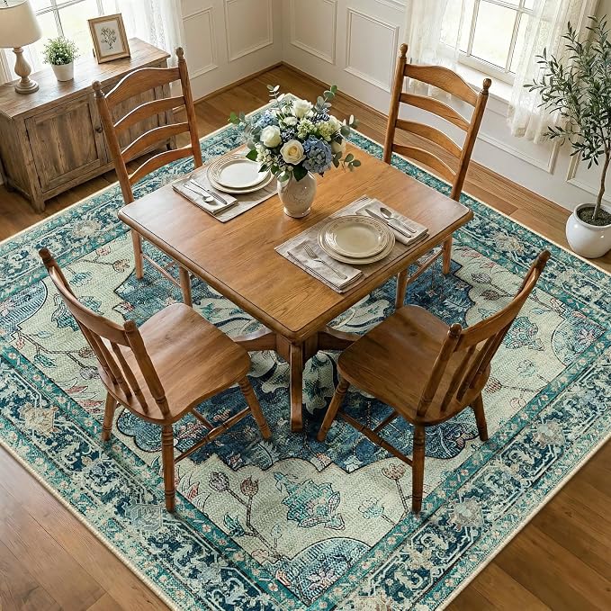 RELEANY Washable Area Rug, Square 8'x8', Water Repellent, Pet Friendly - Image 2