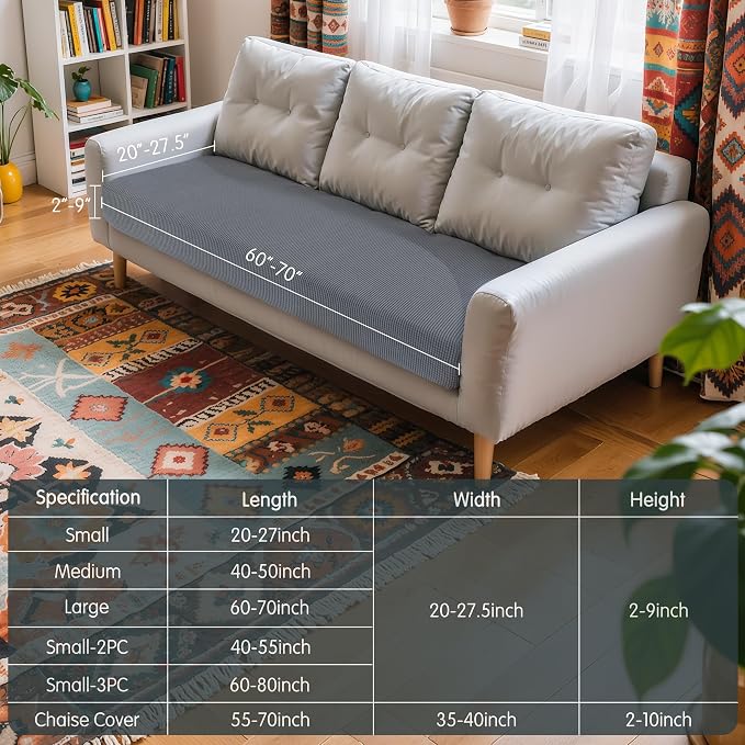 Hokway Couch Cushion Covers Stretch Cushion Covers Sofa Seat Cushion Slipcover - Image 3