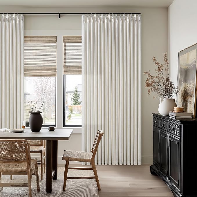96 Inch Pleated Light Filtering Natural Linen Boho Curtains 50 Inch Wide | - Image 7