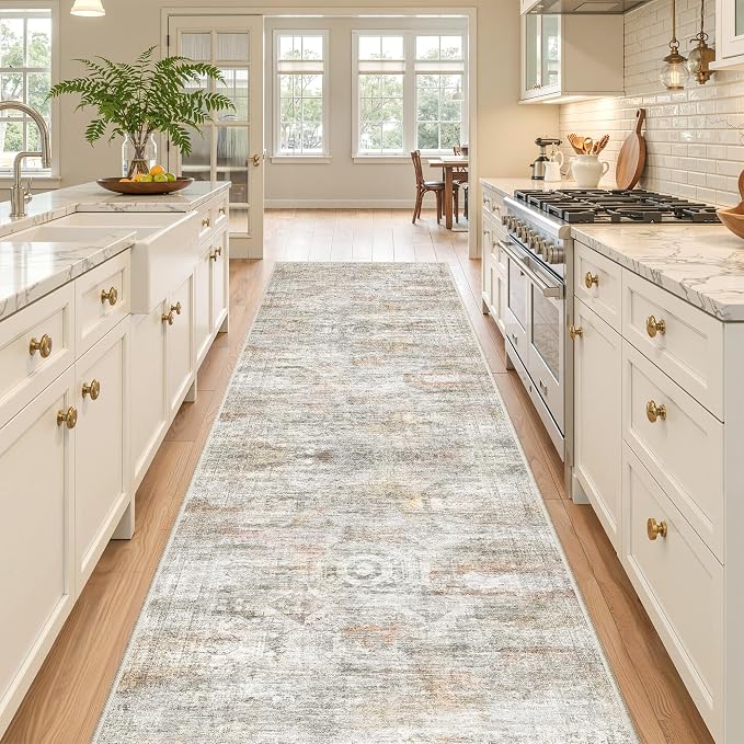 2'6 x 10' Runner Rug Non Slip, Washable Kitchen Rugs, Living Room, Long Rug by Restydon