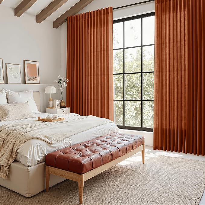 Extra Wide Long Curtains for Living Room 108 Inches Long Back Tab Terracotta - Image 7