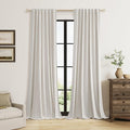 100% Black Out Light Beige Linen Curtains 90 Inch Long by Guken