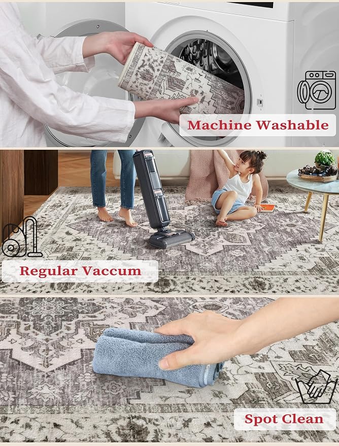 SERISSA 2x6 Washable Non Slip Boho Runner Rug - Image 3
