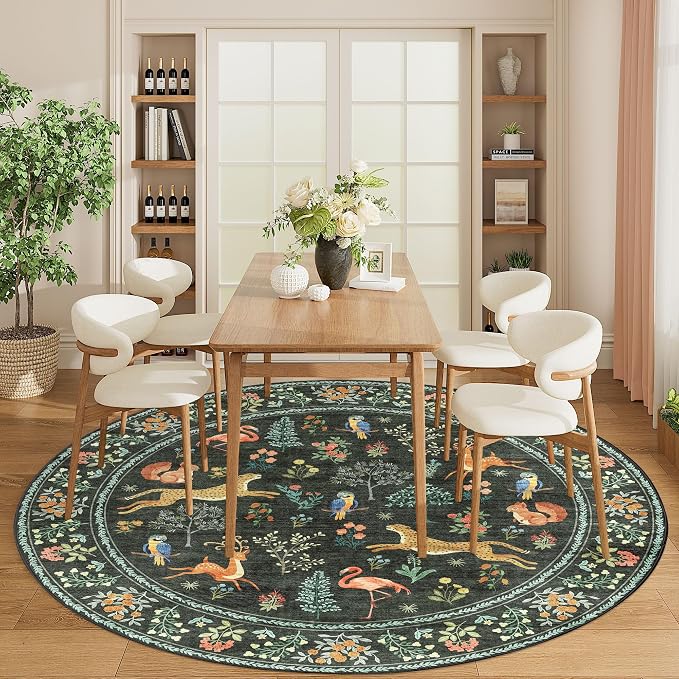 DUKINO 6ft Round Rug for Bedroom, Washable Soft Non Slip Circle Rug, Stain - Image 4
