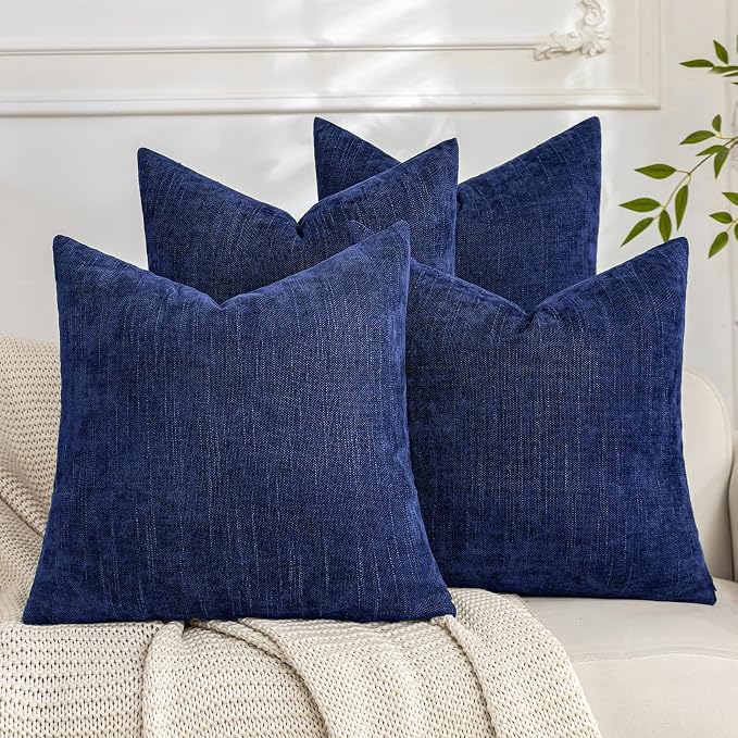 Set of 4 Soft Textured Decorative Throw Pillow Covers 18x18 Inch Cozy Farmhouse by Cozoomy