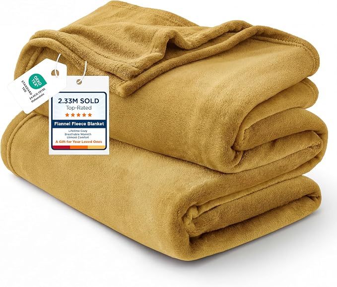 Bedsure Fleece Blanket Queen Blanket Gold Yellow by Unknown