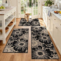 Findosom Washable Kitchen Rug Set of 3, Non Slip High-Low Textured Floral by Findosom