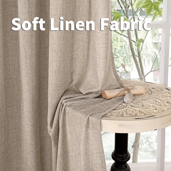 YoungsTex Oatmeal Linen Curtains 84 Inch Length - Image 6