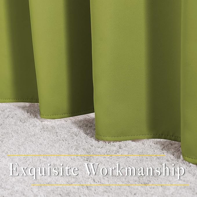 NICETOWN Bedroom Curtains Blackout Draperies - Noise Reducing Thermal Insulated Window Decorative Blackout Draperies/Drapes for Kid's Room (1 Pair, 52 x 95 inches in Fresh Green)