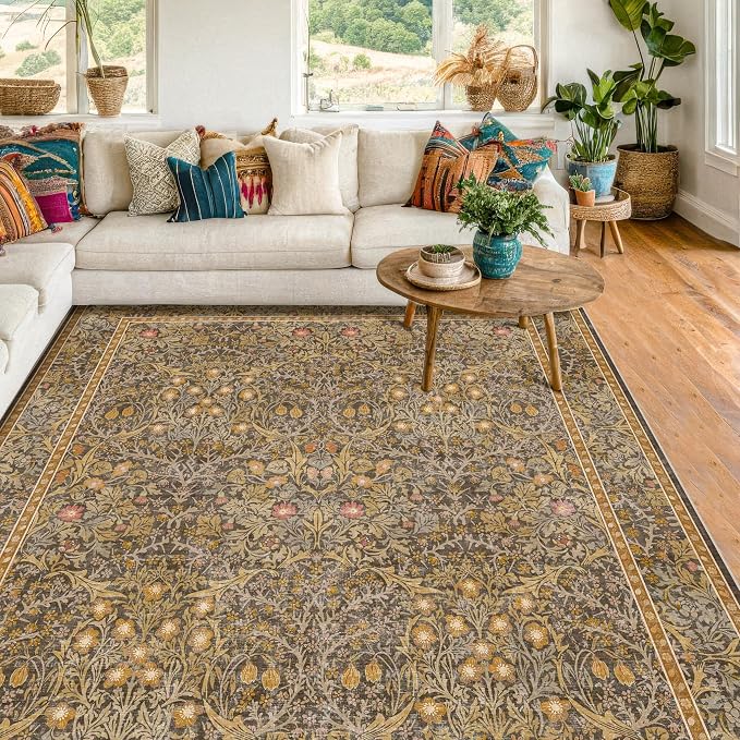 Washable Brown Oriental 5x8 Area Rug by HazoHaus