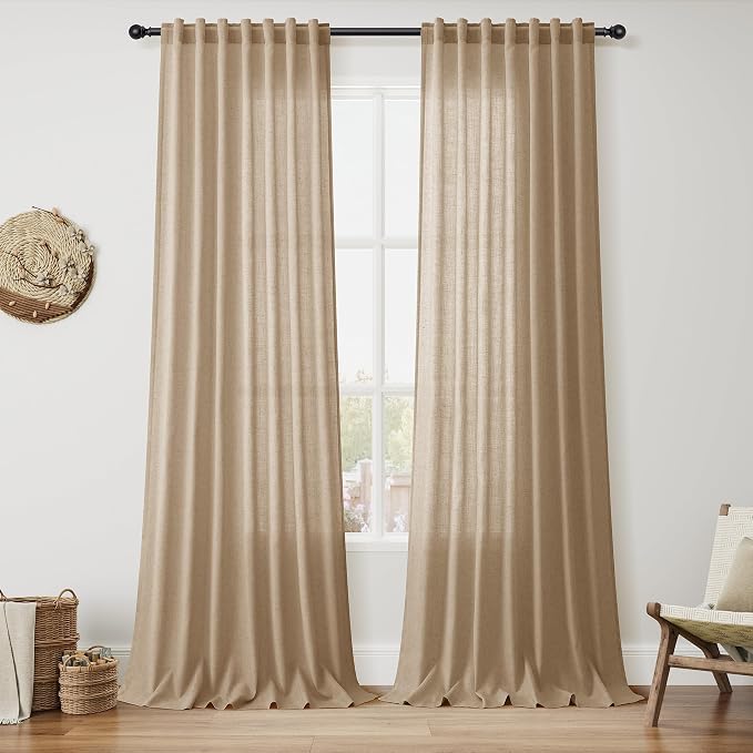 Sand Beige Curtains 102 Inches Long by Nanspring