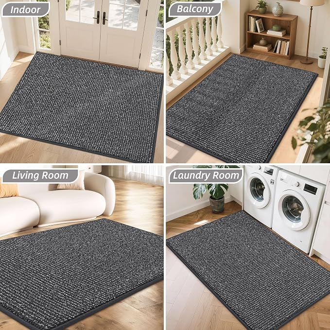 BEQHAUSE Dirt Trapper Door Mat 48"x72", Non-Slip Washable Doormat, Charcoal | - Image 8