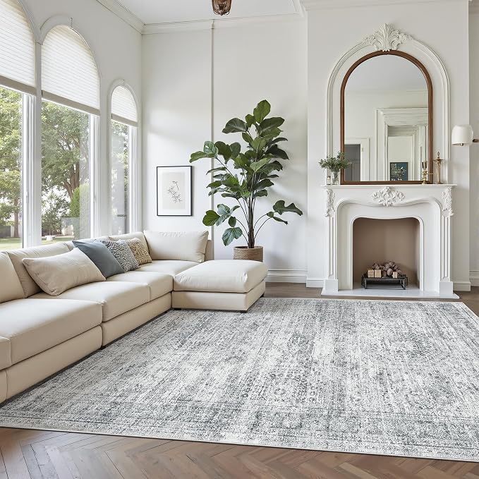 Soalmost Washable Area Rug 8x10 Large Soft Grey Rugs - Image 2