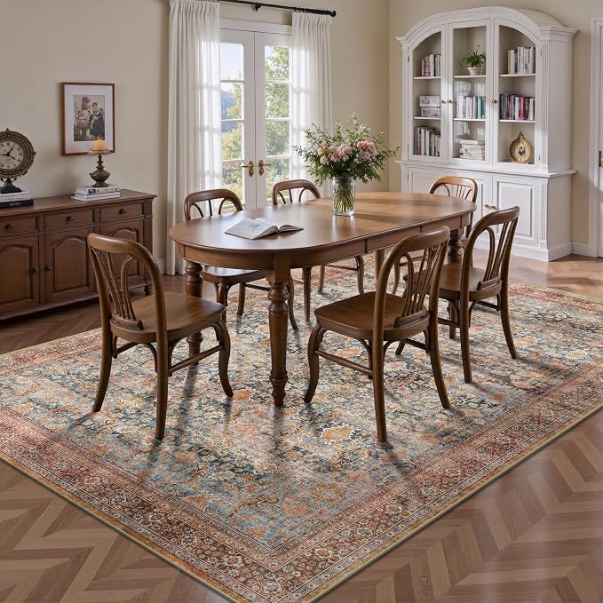 5x7 Area Rugs - Washable Vintage Retro Living Room Rug, Soft Ultra Thin Non - Image 4