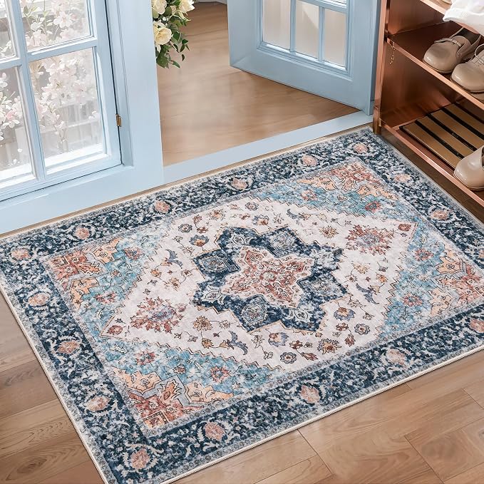 SERISSA 2x3 Washable Non Slip Floral Boho Small Area Rug by SERISSAHomeDecorCollection