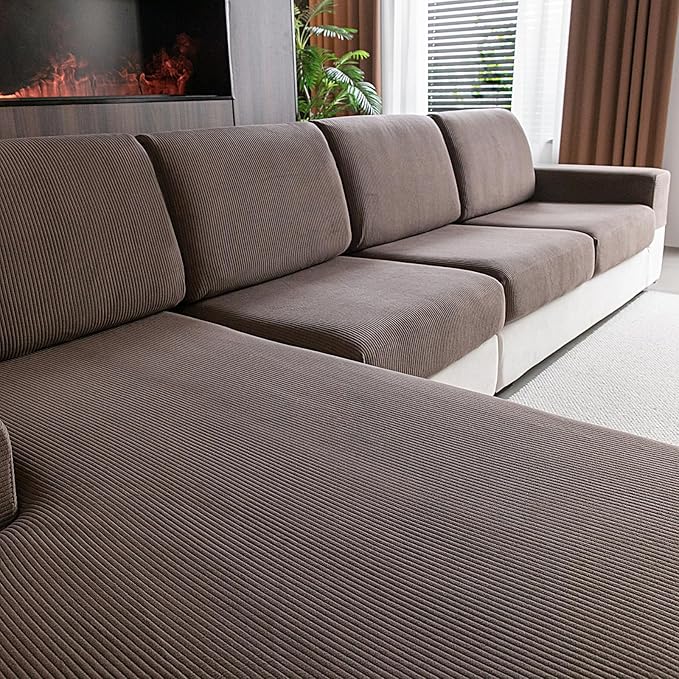 OHSIO Sectional Couch Covers, Wear Resistant Stretch Sofa Covers Washable Soft by OHSIO