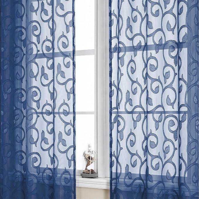 Furman Sheer White Curtains 45 Inch Length 2 Panels Set - Image 3