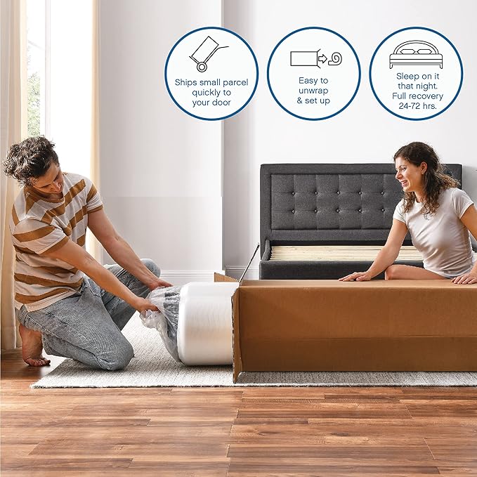 Cool Gel 8 Inch King Mattress Memory Foam Medium Firm, King Size Memory Foam Mattress Cooling, Made in the USA, 8" Depth with Pressure Relief, CertiPUR-US Certified No Fiberglass, CoolGel Bed