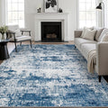 10x12 Area Rug Living Room: Modern Washable Indoor Soft Carpet Blue | by FXRHLP