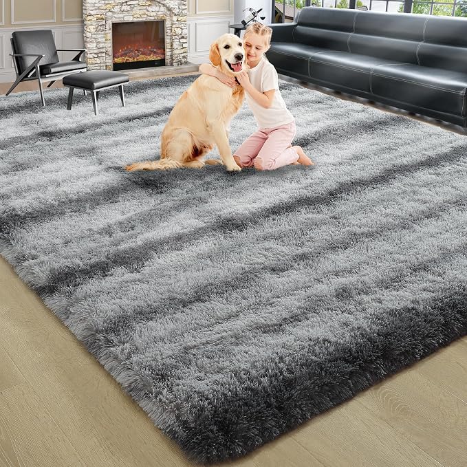 5x7 Grey Fluffy Soft Area Rug Non-Slip - Image 9