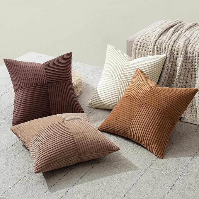MIULEE Brown Throw Pillow Covers 18x18 Inch Set of 4 Boho Farmhouse Cushion - Image 6