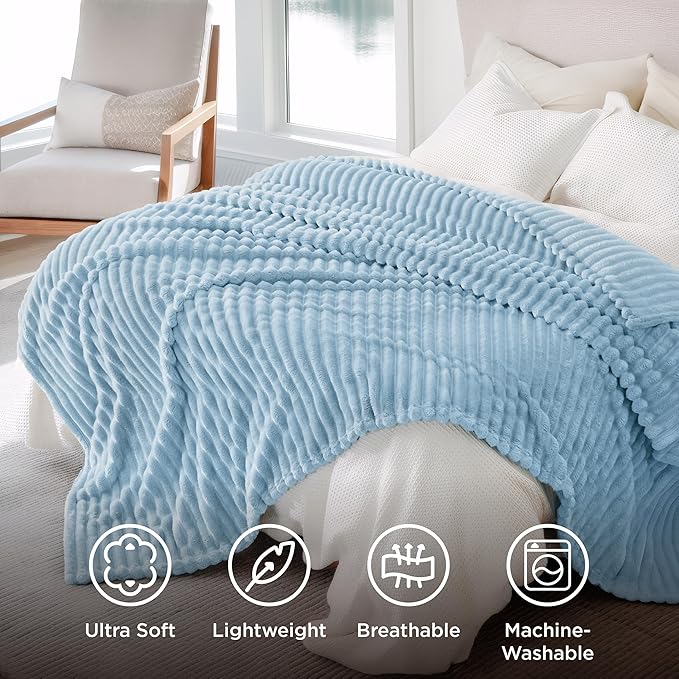Bedsure GentleSoft Blue California King Size Blanket for Couch - Cozy Soft Blankets for Women, Cute Small Fleece Throws for Girls, Birthday Gifts for Women, Light Blue, 102x96 Inches