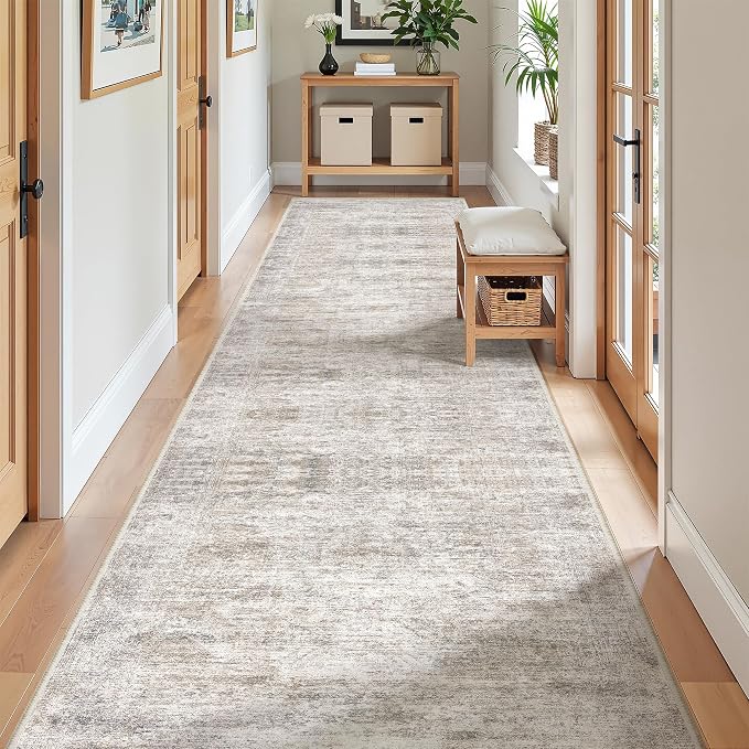 2'6 x 10' Runner Rug Non Slip, Washable Kitchen Rugs, Taupe | 10 ft Runner Rug - Image 5