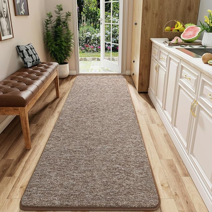 2x8 Runner Rug for Hallway, Long Runner Rugs Non Slip, Matte Brown | Soft by AROGANAREARUG