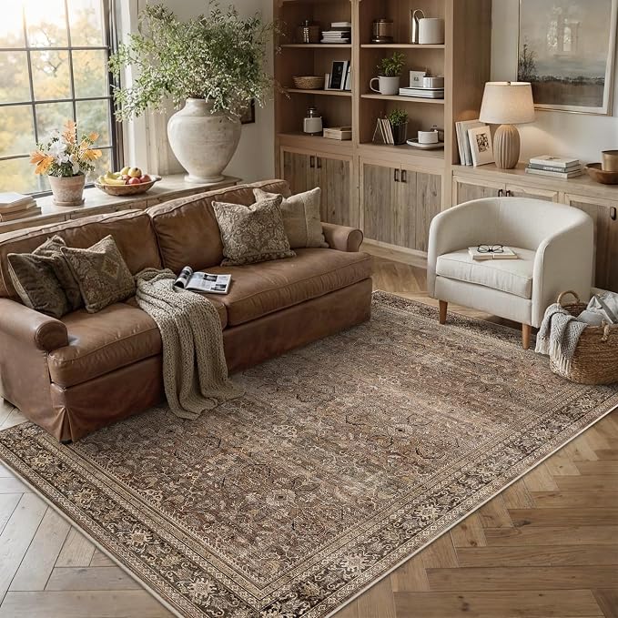 Schweek Brown 5x7 Area Rugs Washable Non Slip Rug by Schweek