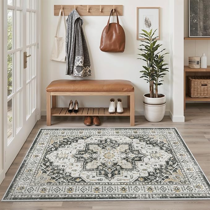 Madane Area Rug 3x5, Washable Vintage Entry Rugs - Image 2
