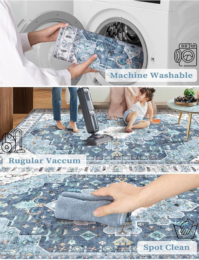 SERISSA 2x6 Washable Non Slip Boho Runner Rug - Image 2