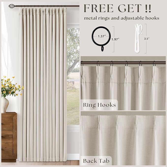 100% Blackout Linen 126 Inch Curtains 2 Panel Set - Image 5