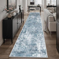 Soalmost Abstract Runner Rug 2x10 Hallway Kitchen Runners Blue/Grey | Stain by Soalmost