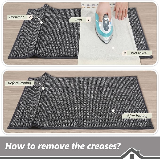 BEQHAUSE Dirt Trapper Door Mat 24"x36", Non-Slip Washable Doormat, Charcoal | - Image 9